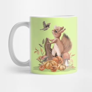 Cute squirrel talk to a bird Mug
